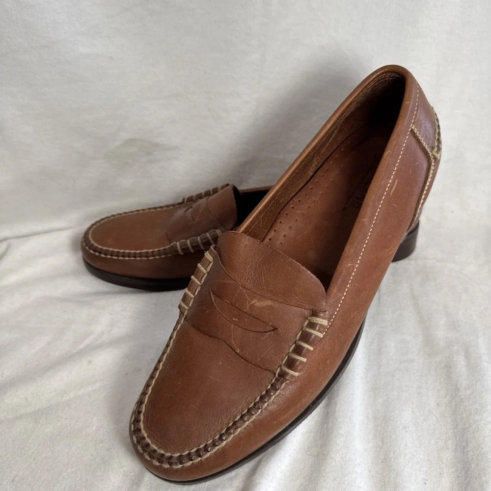 Kirkland Signature Sz 13 D Brown Leather Penney Loafers Slip-on Brazil Casual